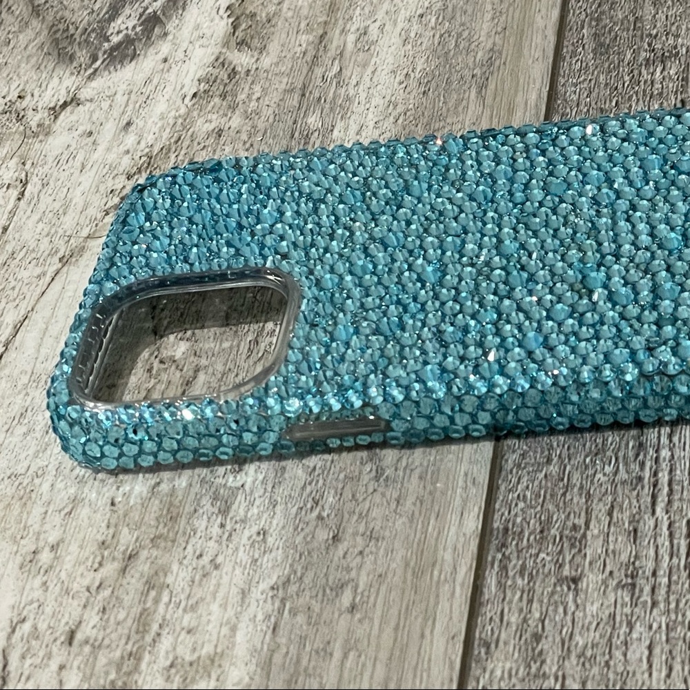 New Light Blue Crystallized Bling iPhone 12 Pro Max Phone Case Cover Handcraft - Picture 3 of 4